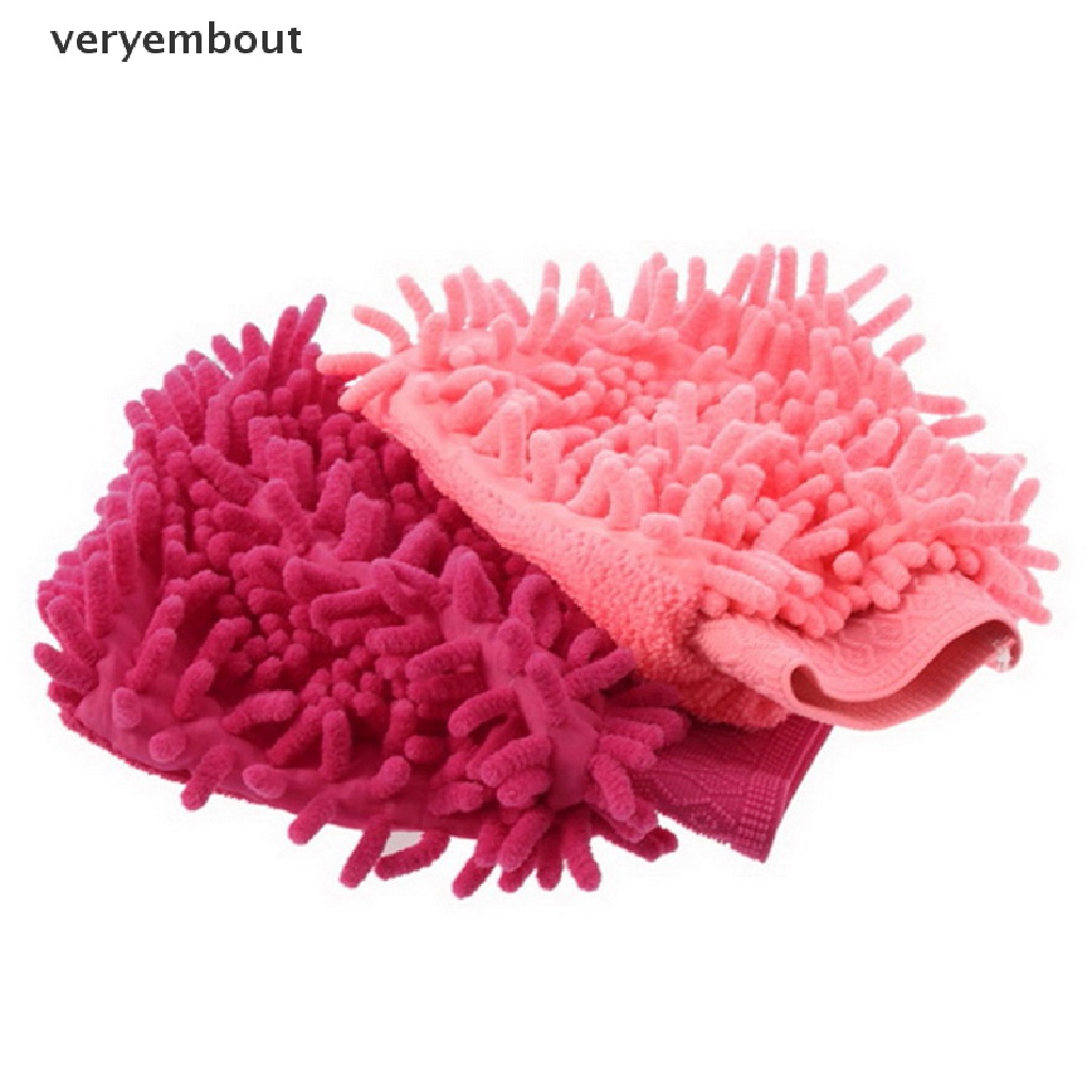 Găng tay sợi chenille siêu nhỏ mềm mại không trầy xước 2 trong 1 để rửa xe hơi đa dụng