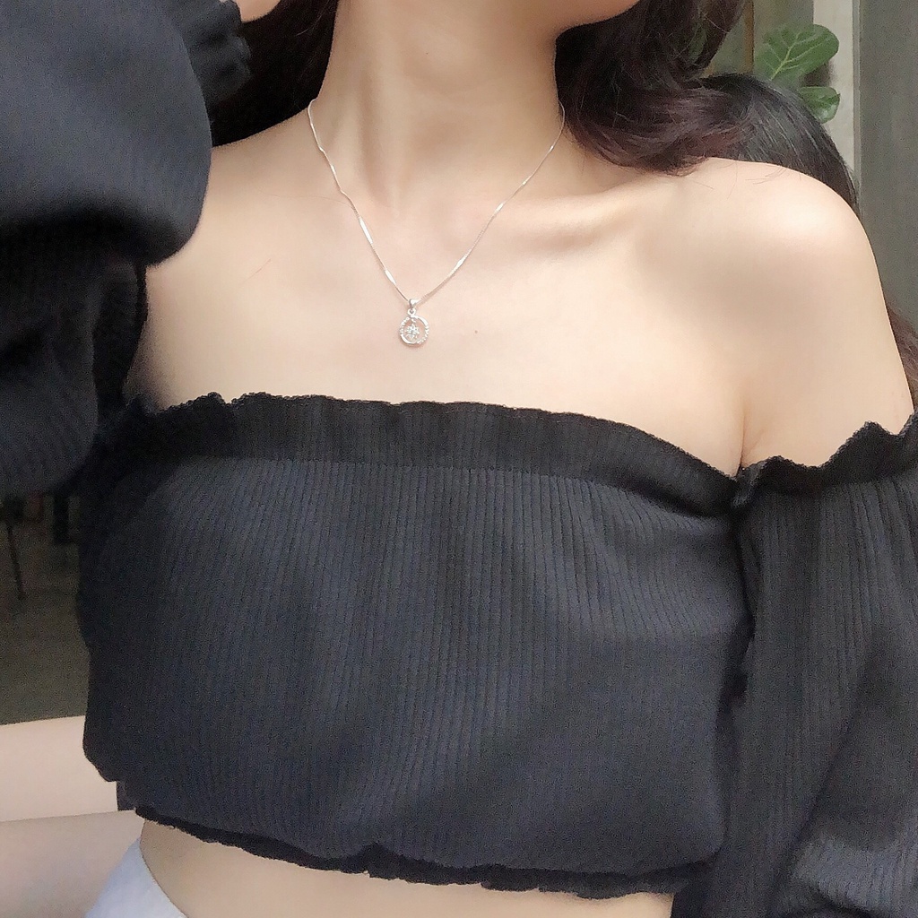 Dây chuyền bạc nữ Miuu Silver mặt tròn dáng dropping Lizzie Necklace