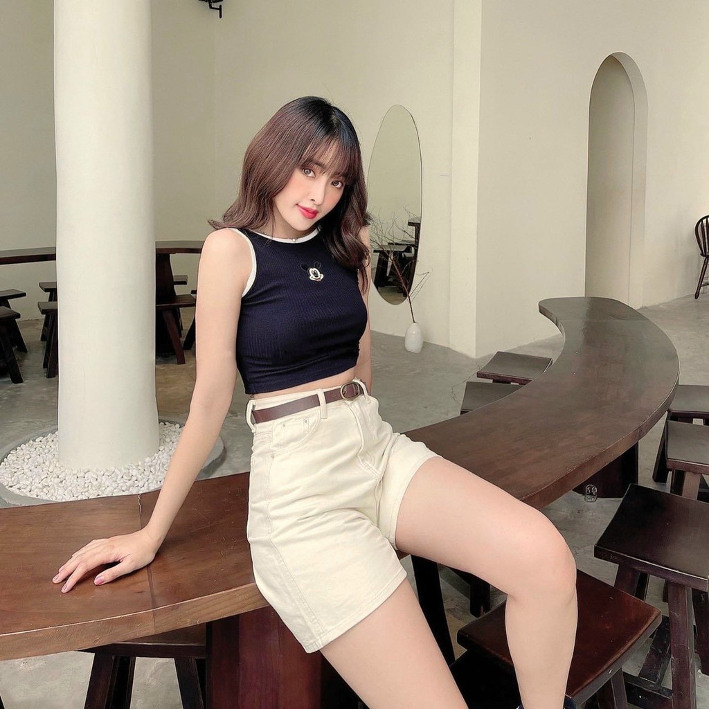 Quần short ngố kaki - 2 màu trắng kem & đen.Hàng VNXK.KingJean