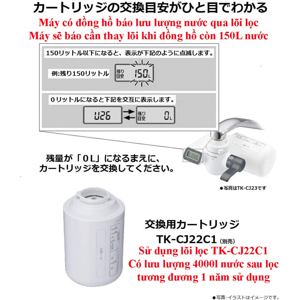 Máy lọc nước tại vòi Panasonic TK-CJ22 nội địa Nhật Bản