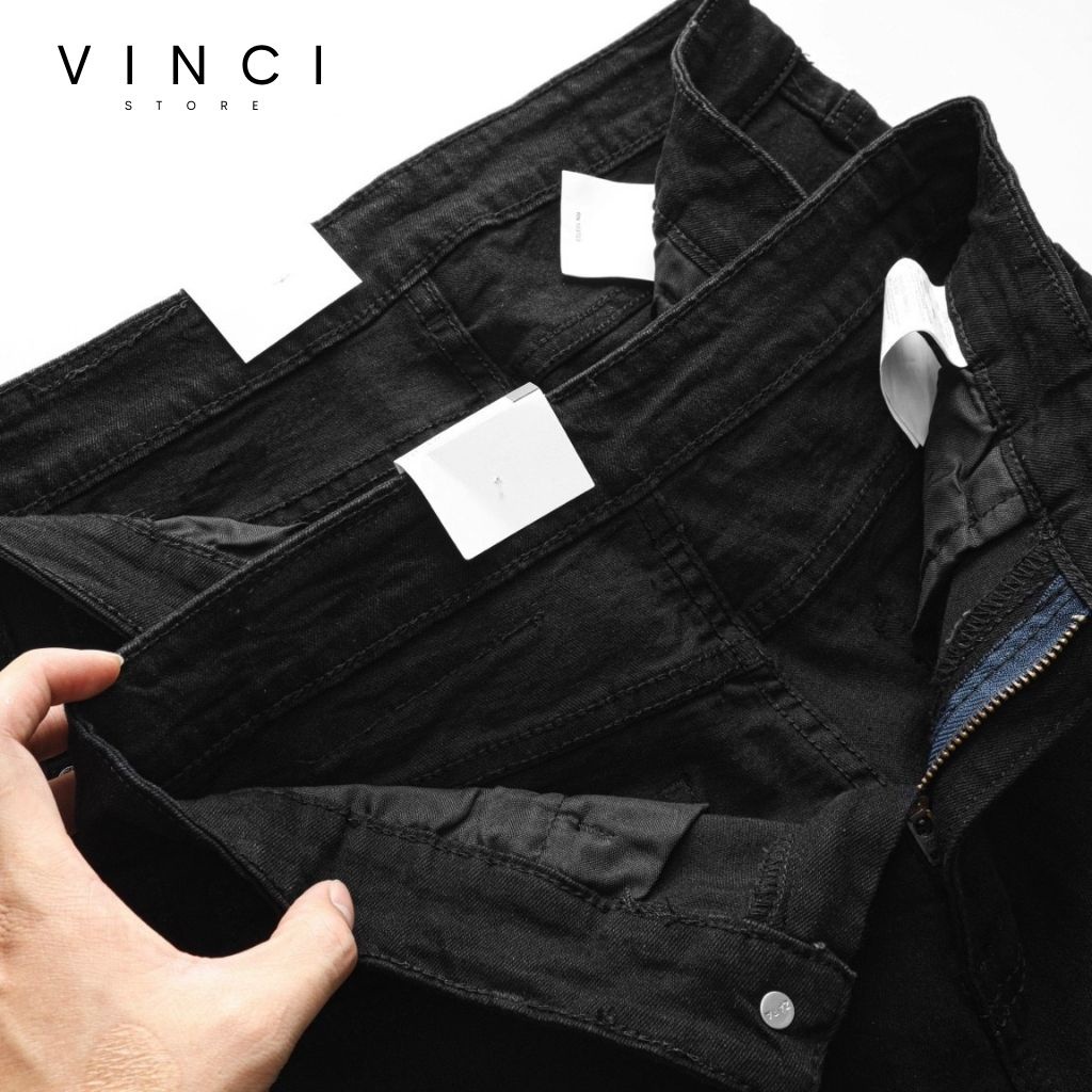 Quần Jean Nam Đen Trơn ZR VNXK Skinny & Slim Fit Ống Côn Co Dãn Tôn Dáng