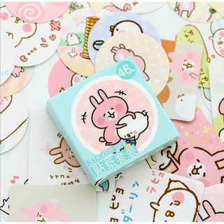 Sticker chủ đề Thỏ Tinh Nghịch - Hộp 46 miếng dán trang trí sổ tay Bullet Journal - M015