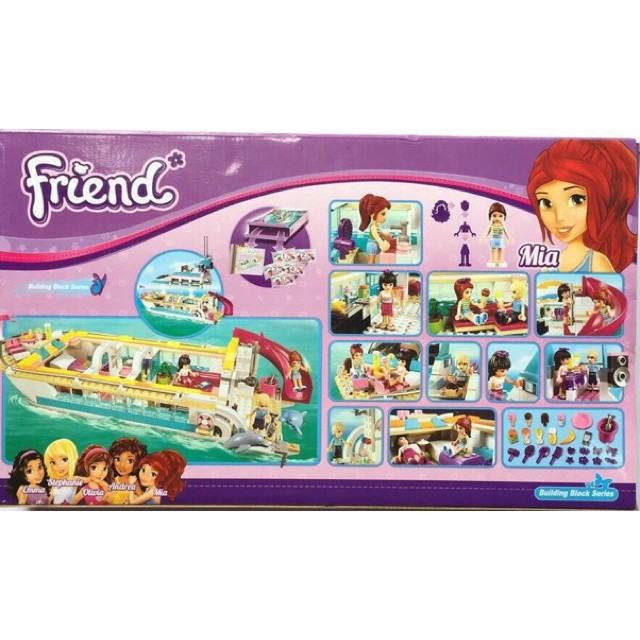 Đồ chơi Lego lắp ráp xếp hình Friends du thuyền cá heo của Mia,Maya,Andrew 618 khối BELA10172