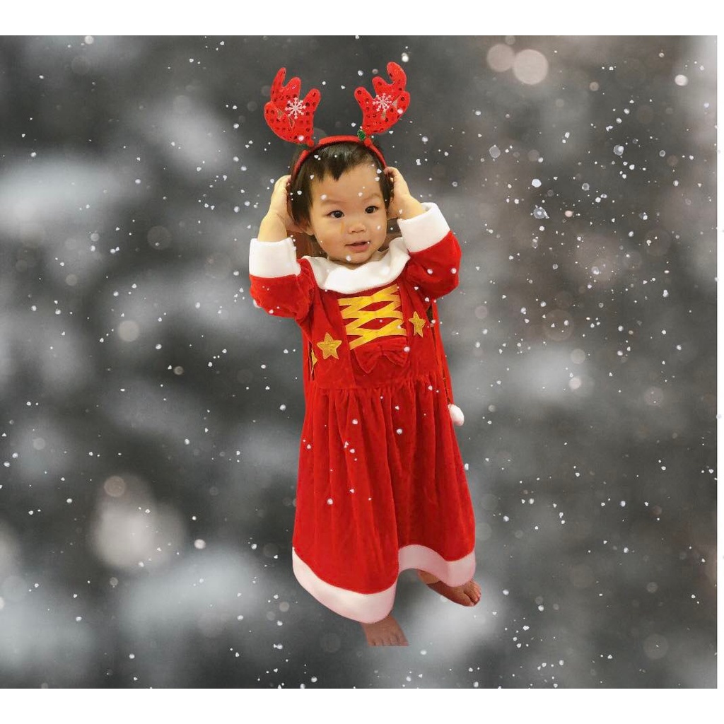 Váy Noel nhung đỏ kèm bờm cho bé gái 10-30kg