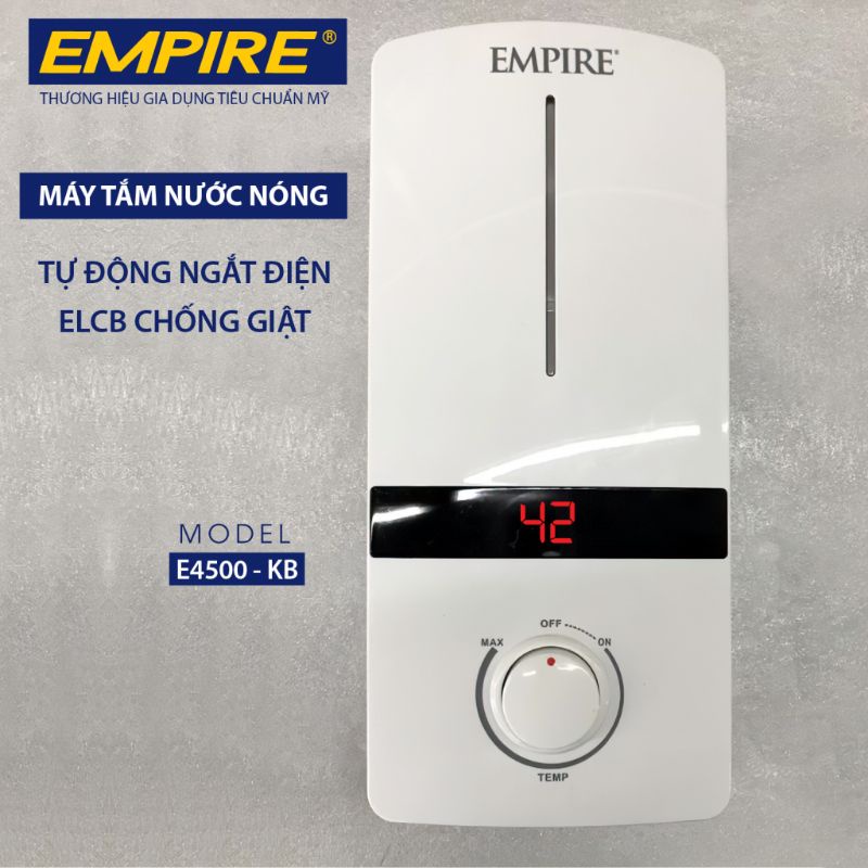 Máy tắm nước nóng trực tiếp empire E4500 KB bảo hành 2 năm