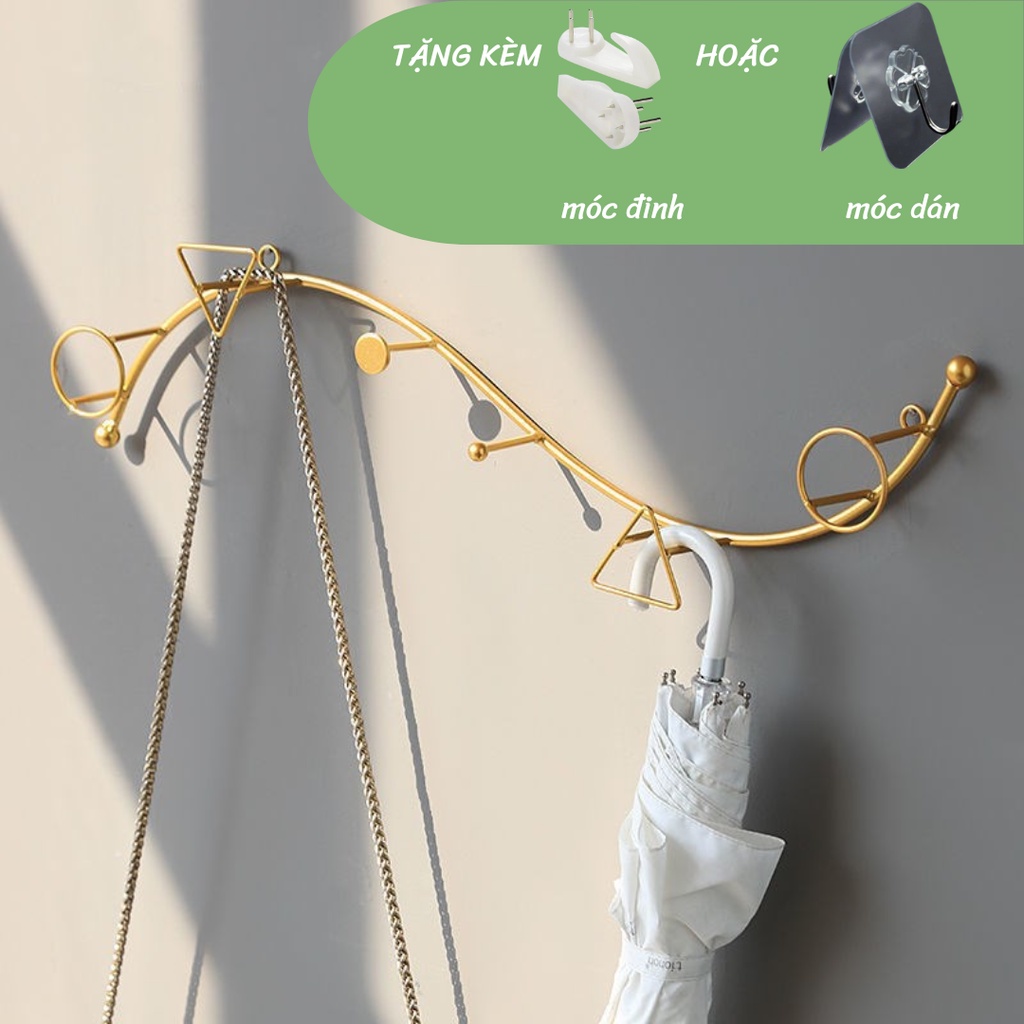 Móc Treo Quần Áo Sau Cửa, Gắn Tường Không Cần Khoan Chịu Tải Lớn Màu Vàng Đồng Kèm Móc Treo BlueBell