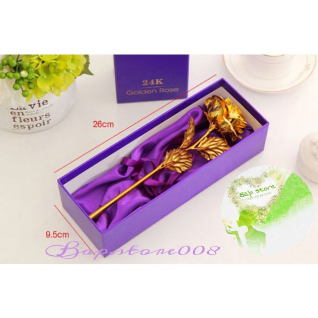 Hộp quà hoa hồng sáp mạ vàng 24k sang trọng