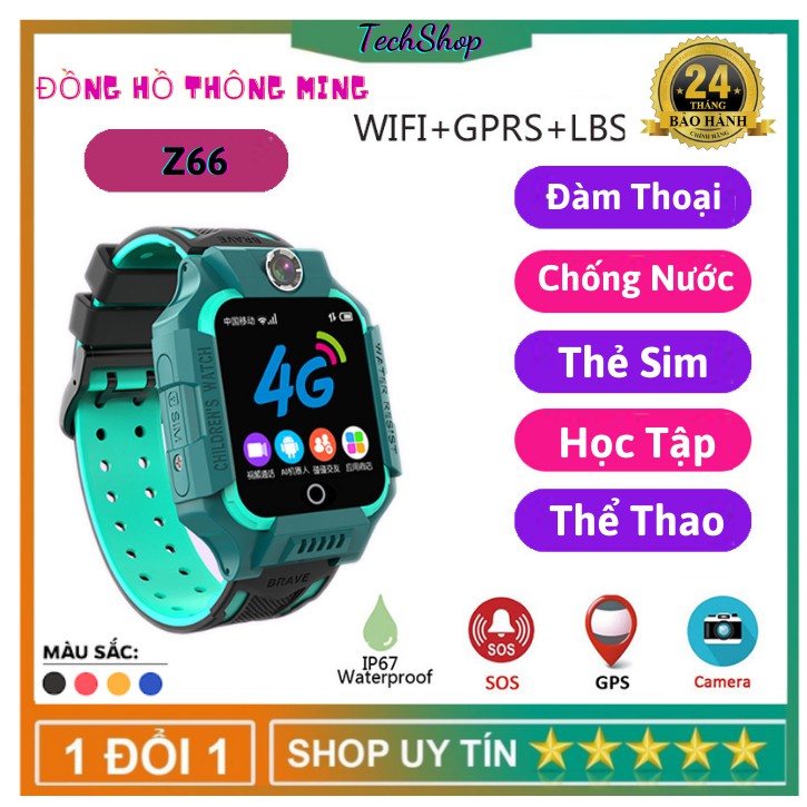 Đồng Hồ Thông Minh Trẻ Em Z66 - Định Vị,Lắp Sim,Nghe Gọi 2 Chiều,Chống Nước,Camera Chụp Hình [ Bảo Hành 1 Năm]