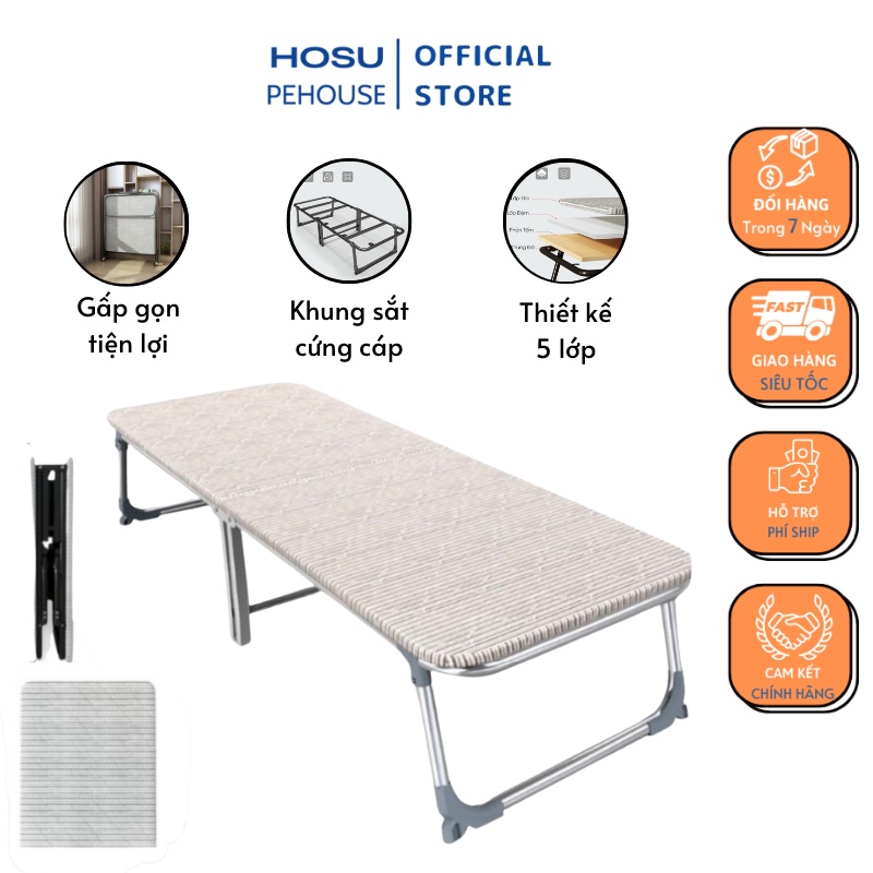 Giường xếp di động PEHOUSE 1 người,khung sắt phủ sơn tĩnh điện chịu tải trọng 300kg, gấp gọn dễ dàng chỉ dày 20cm