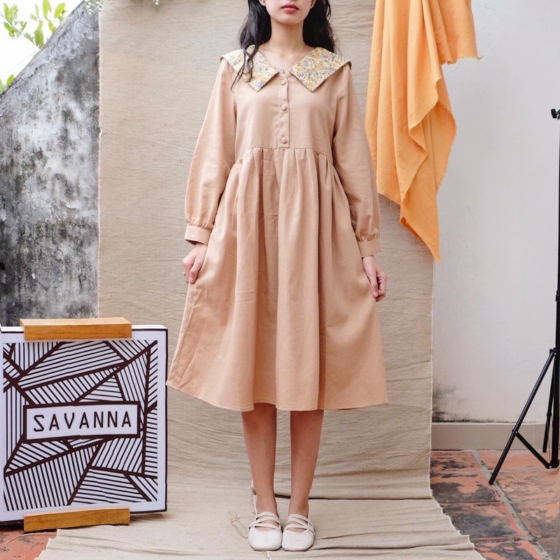 Đầm baby doll linen phối cổ thuỷ thủ by Savanna