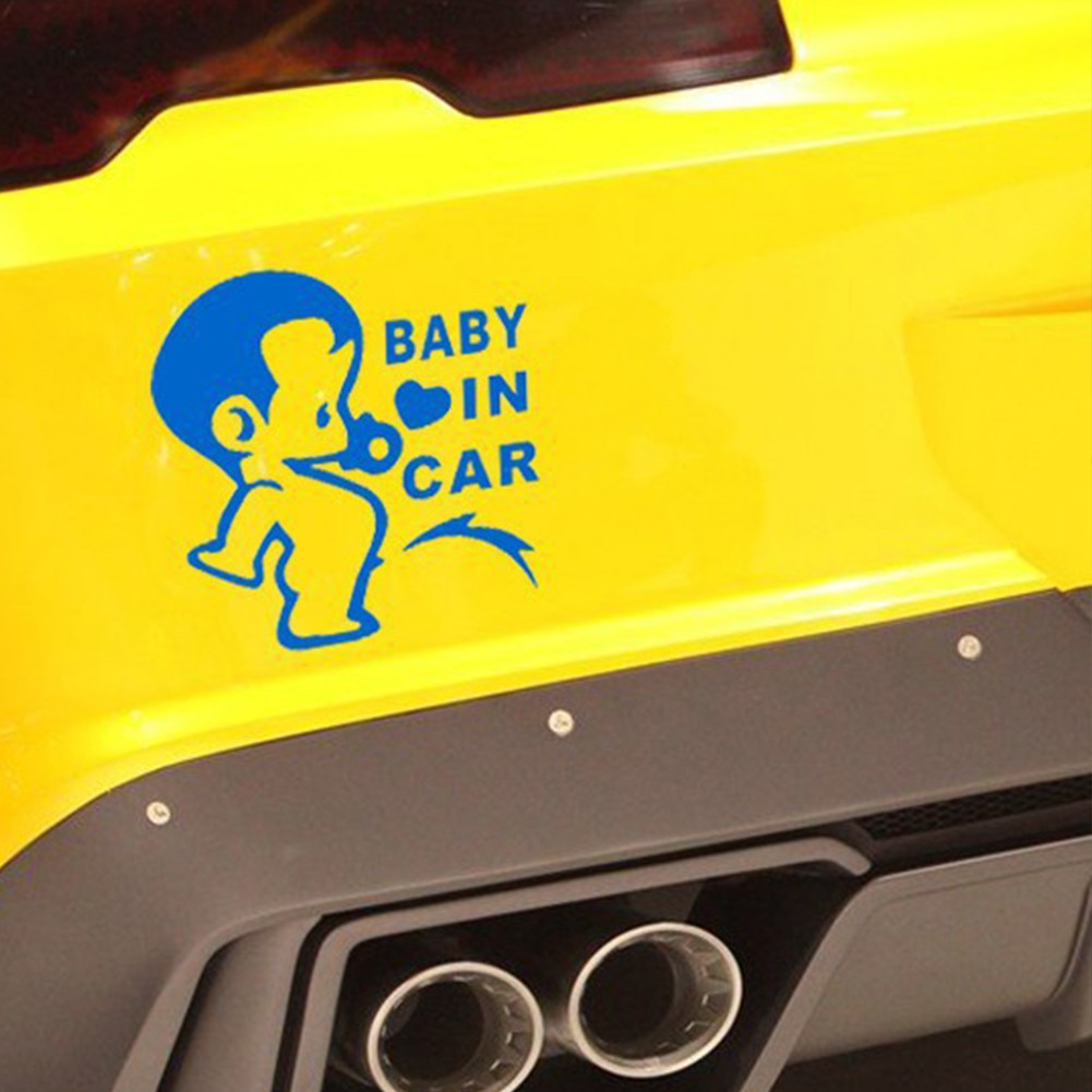 Decal dán trang trí phản quang in chữ Baby In Car