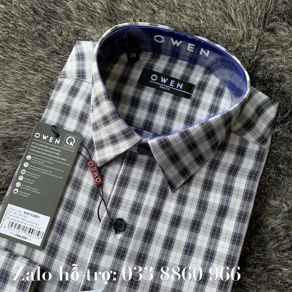 Sale Chính Hãng OWEN - Áo sơ mi dài tay Owen SLIMFIT chất NANO ca rô AR91524 hot 🌺 neww * ! %