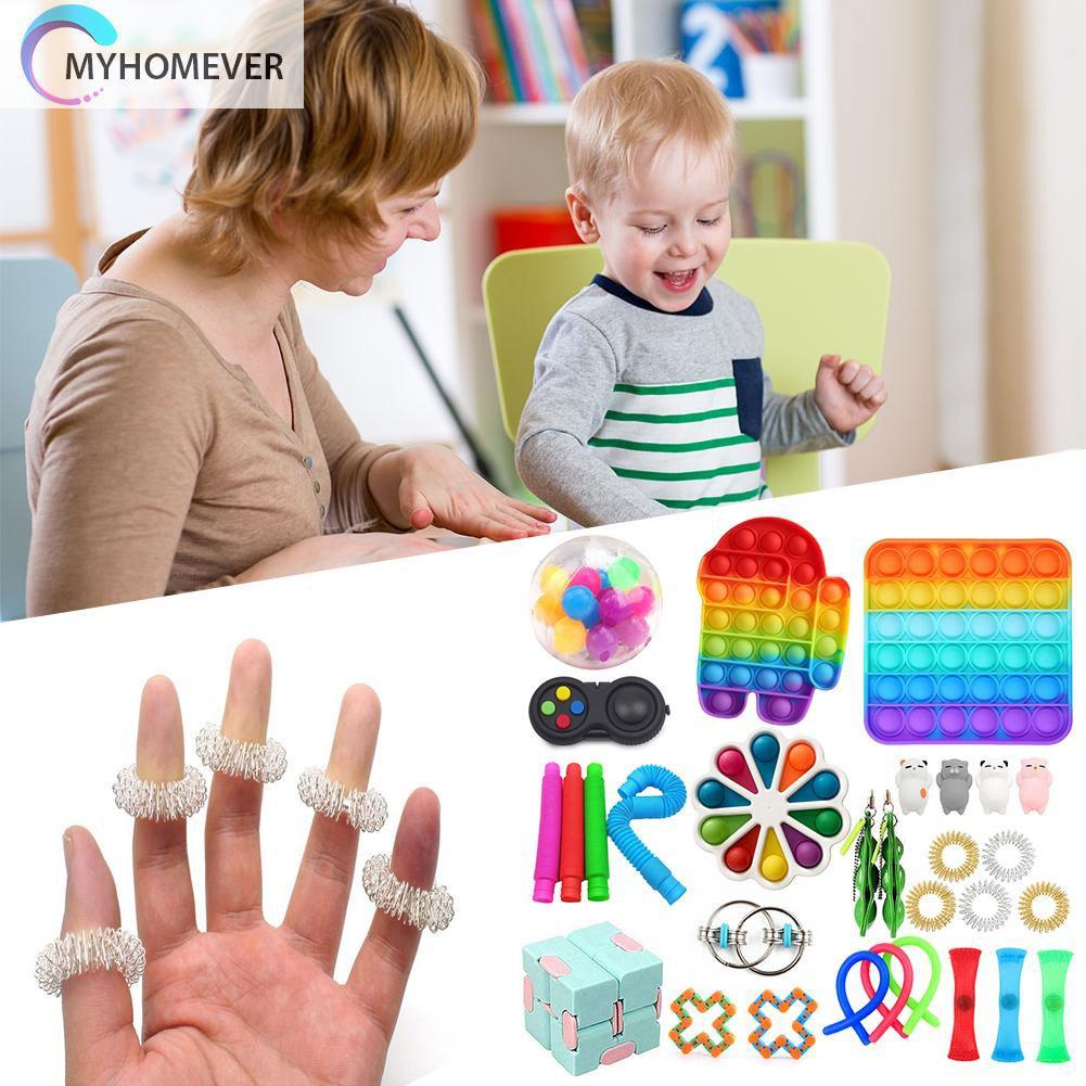 Pop It Fidget Đồ chơi 31pcs Push Bubble Fidget Đồ chơi Set Autism Relaxing Sensory Stress Relief Đồ chơis