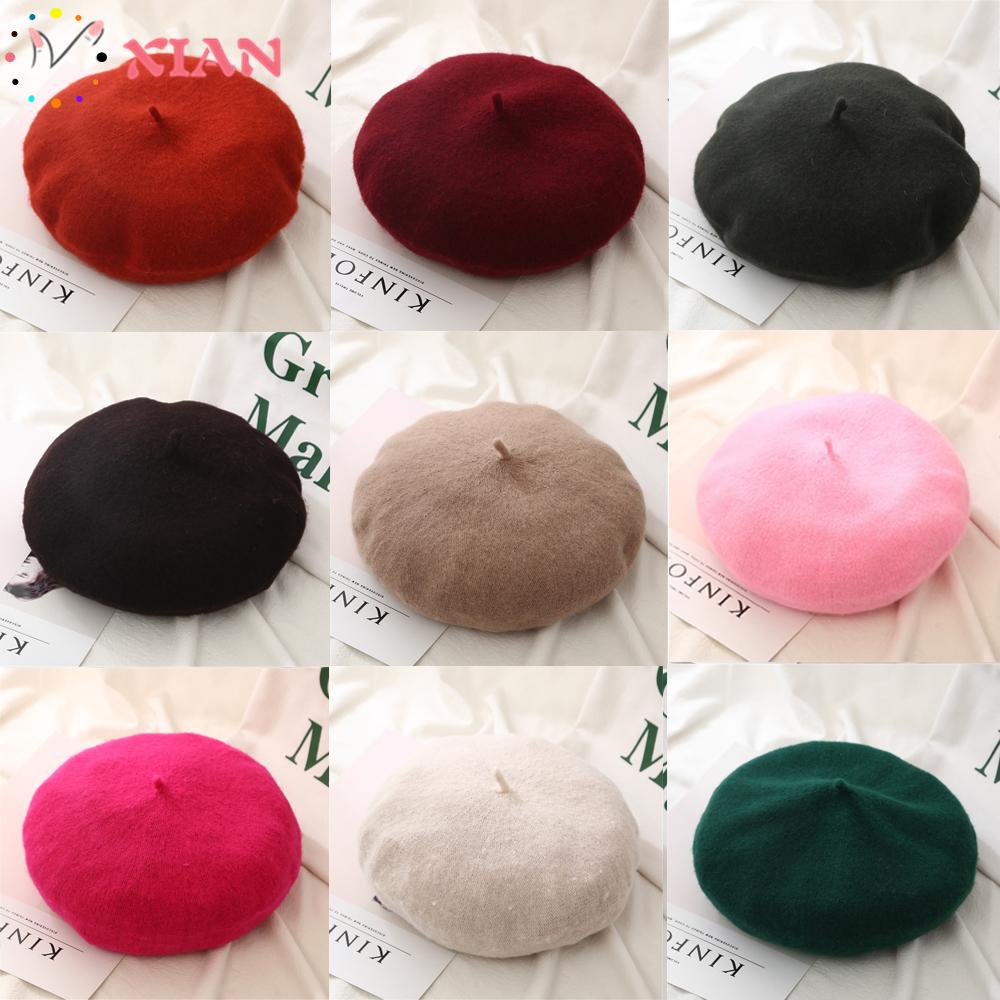 Mũ beret len màu trơn thời trang nữ tính