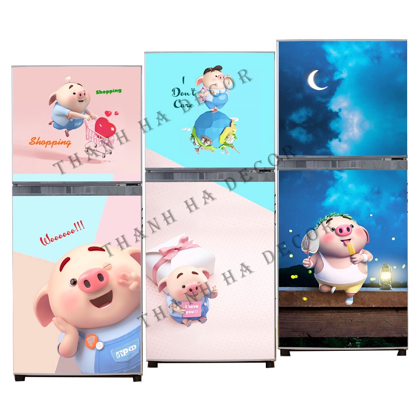 Decal dán Tủ Lạnh Pig 2022  chất liệu cao cấp