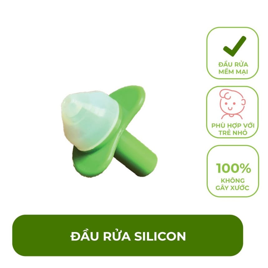 Bình rửa mũi cho trẻ Dr Green Kids, kèm 30 gói muối biển, thiết kế nhỏ gọn, đầu rửa silicon mềm mại