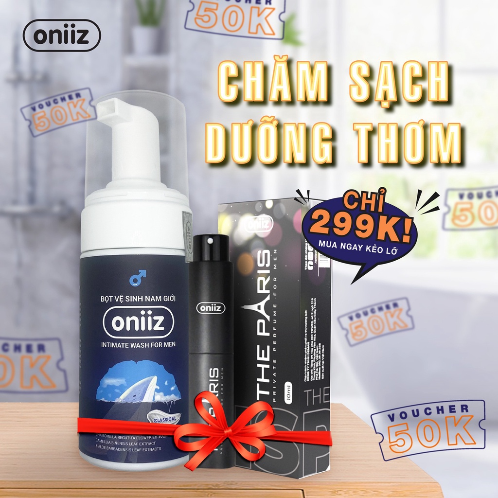 Combo Oniiz - Bọt vệ sinh nam giới tạo bọt 100ml & Nước hoa nam 10ml