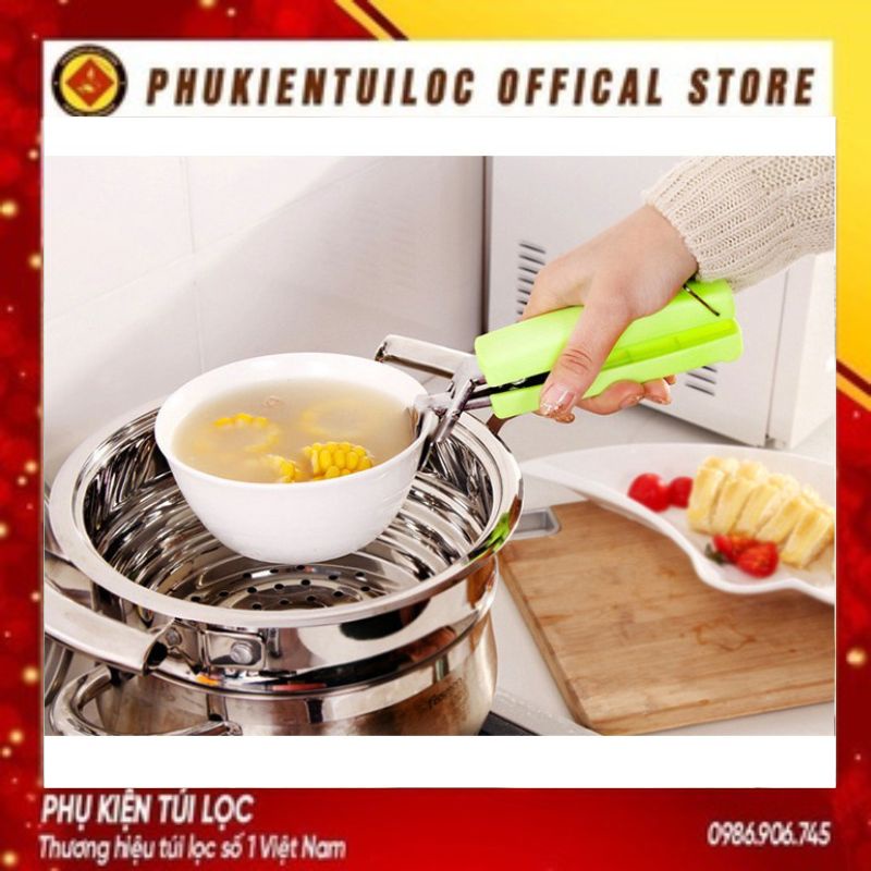 Combo Kẹp Gắp Đồ Nóng, Đồ Hấp KIM LOẠI T1 Thông Minh - Dụng Cụ Gắp Inox Có Lò Xo- Phukientuiloc.com