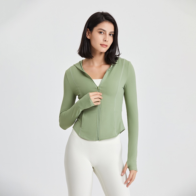 Lululemon new yoga sports jacket nude soft slim slim zipper top mũ trùm đầu pocket fitness coat f2022