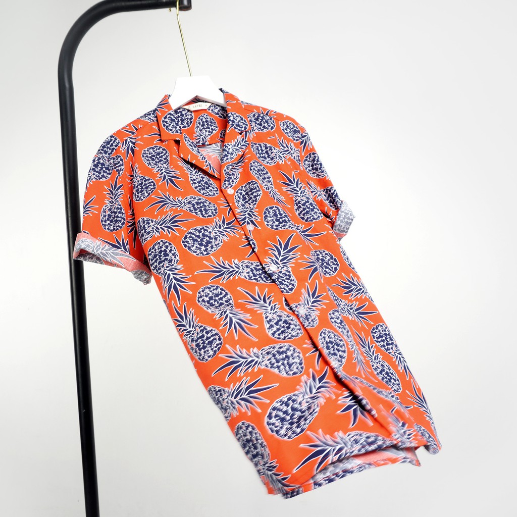 Áo sơ mi nam SAYME cổ pijama đi biển đi chơi vải cotton họa tiết hoa lá MCSH0014