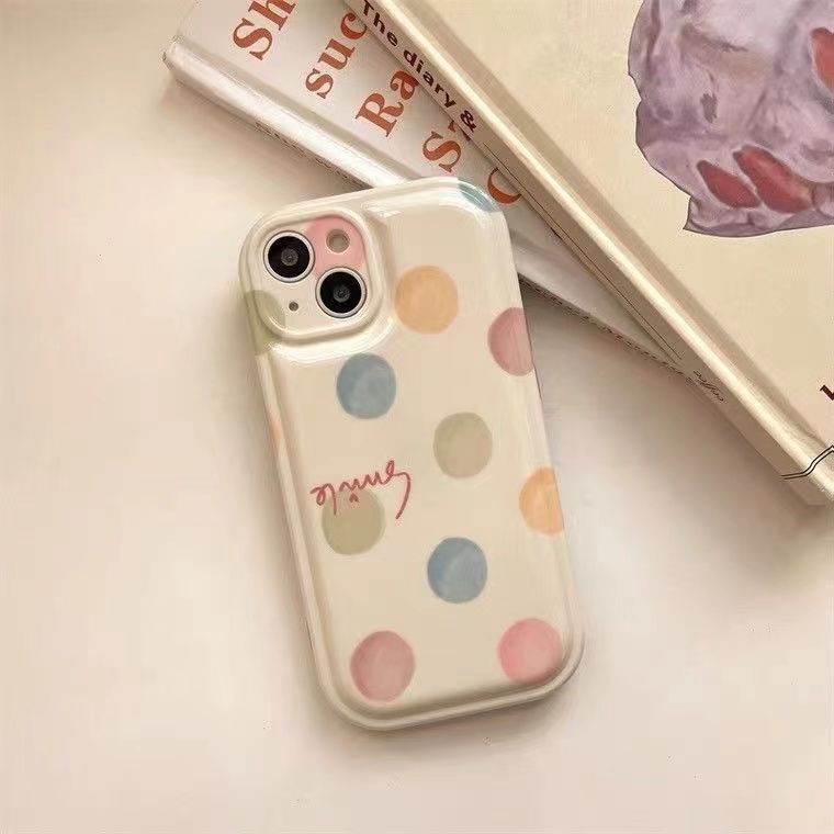 Ốp Điện Thoại Họa Tiết Chấm Bi Đơn Giản Tươi Tắn Cho iPhone 12 13 11 Pro Max X Xs Max Xr