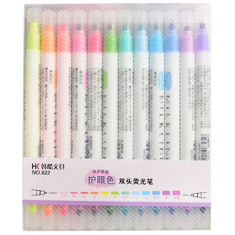 Set 12 bút dạ quang hai đầu màu tông Pastel tiện dụng cho văn phòng