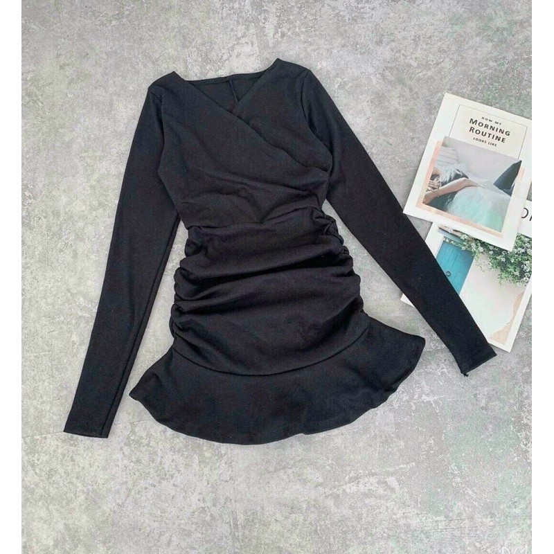 Đầm Thun Porip Cổ Chéo Dài Tay | BigBuy360 - bigbuy360.vn