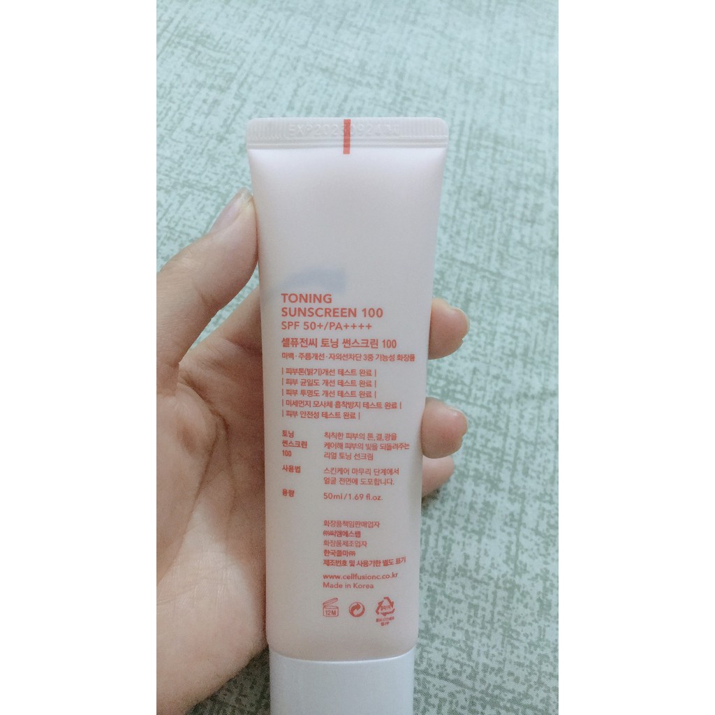 Kem chống nắng nâng tone da Cell Fusion C Toning Sunscreen 100 SPF 50+ PA++++ (hồng) 50ml