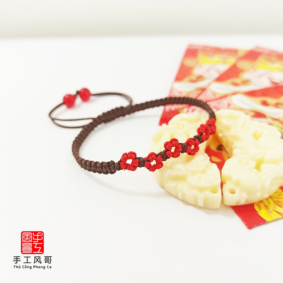 Vòng Tay Handmade DIY Hoa Mai Đỏ Mùa Xuân Cổ Phong May Mắn
