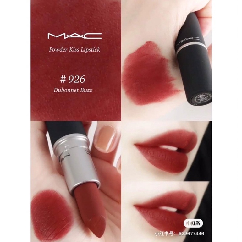 Son MAC Powder Kiss màu Devoted to Chili, Stay Curious, Mull it over, Marakesh mere, Dubonnet buzz, Kinda soarta