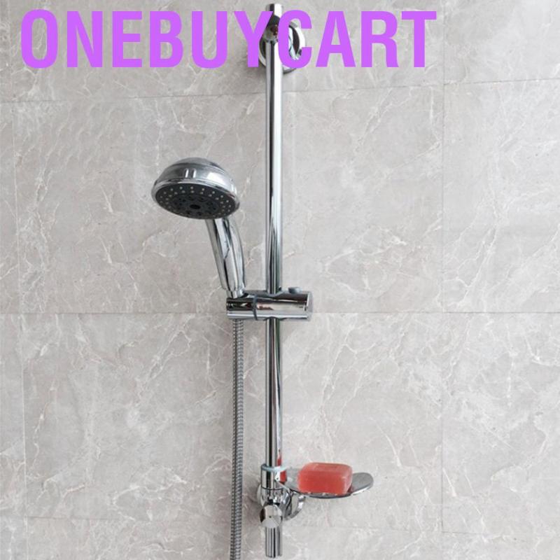 Onebuycart Stainless Steel Lift Type Shower Slide Bar Holder with Rod Soap Dish Suction Cup Install
