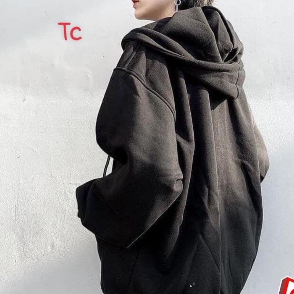 Áo hoodie nữ form rộng trơn có dây kéo mũ thời trang unisex | BigBuy360 - bigbuy360.vn