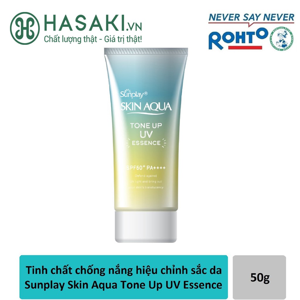 Tinh Chất Chống Nắng Hiệu Chỉnh Sắc Da Sunplay SPF50+ PA++++ Cho Da Dầu, Mụn Skin Aqua Mint Green Tone Up UV Essence 50g