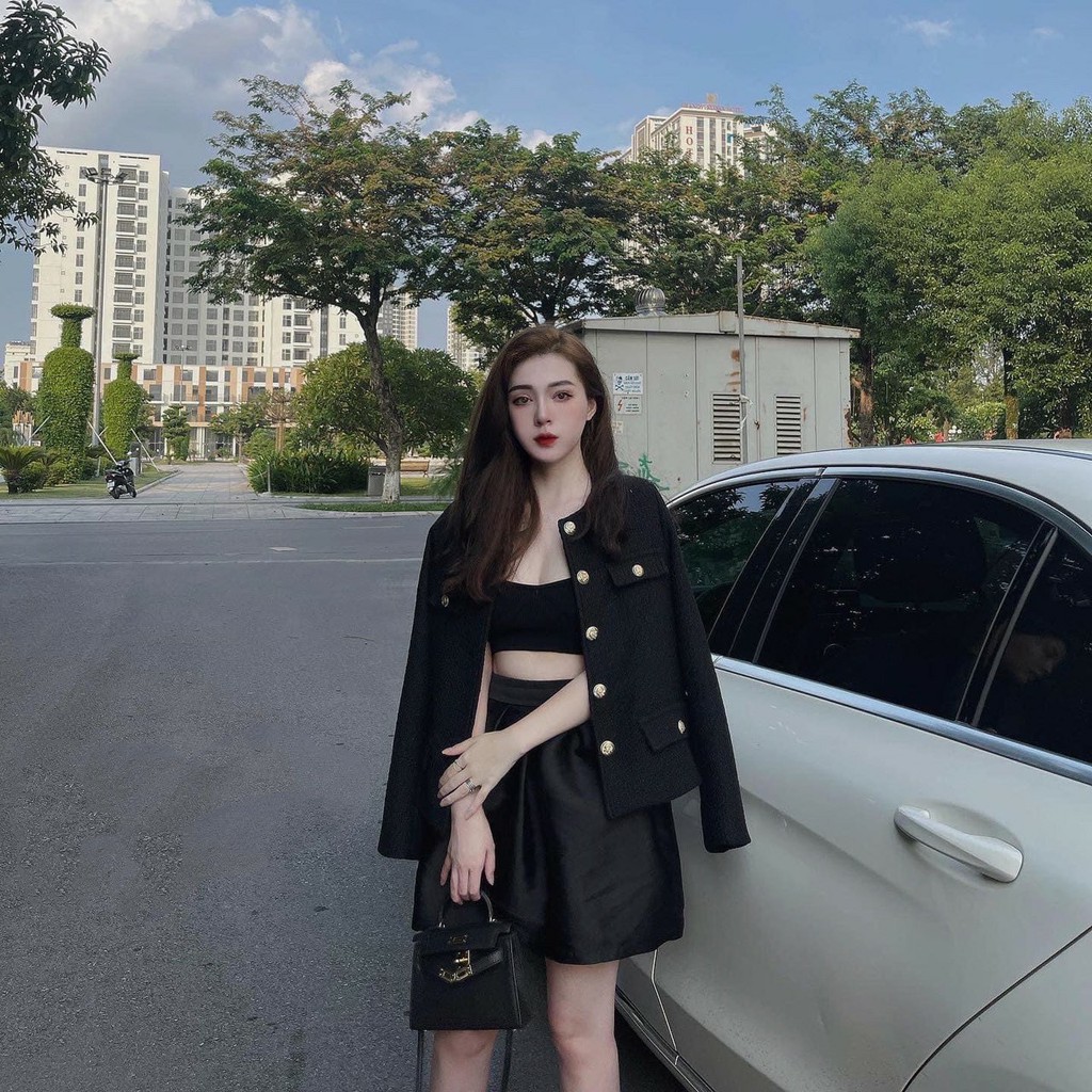 Áo khoác dạ nữ TWEED cổ tròn thiết kế 2 lớp dài tay thanh lịch trẻ trung, Áo khoác mùa đông nữ Hàn Quốc rẻ đẹp | BigBuy360 - bigbuy360.vn