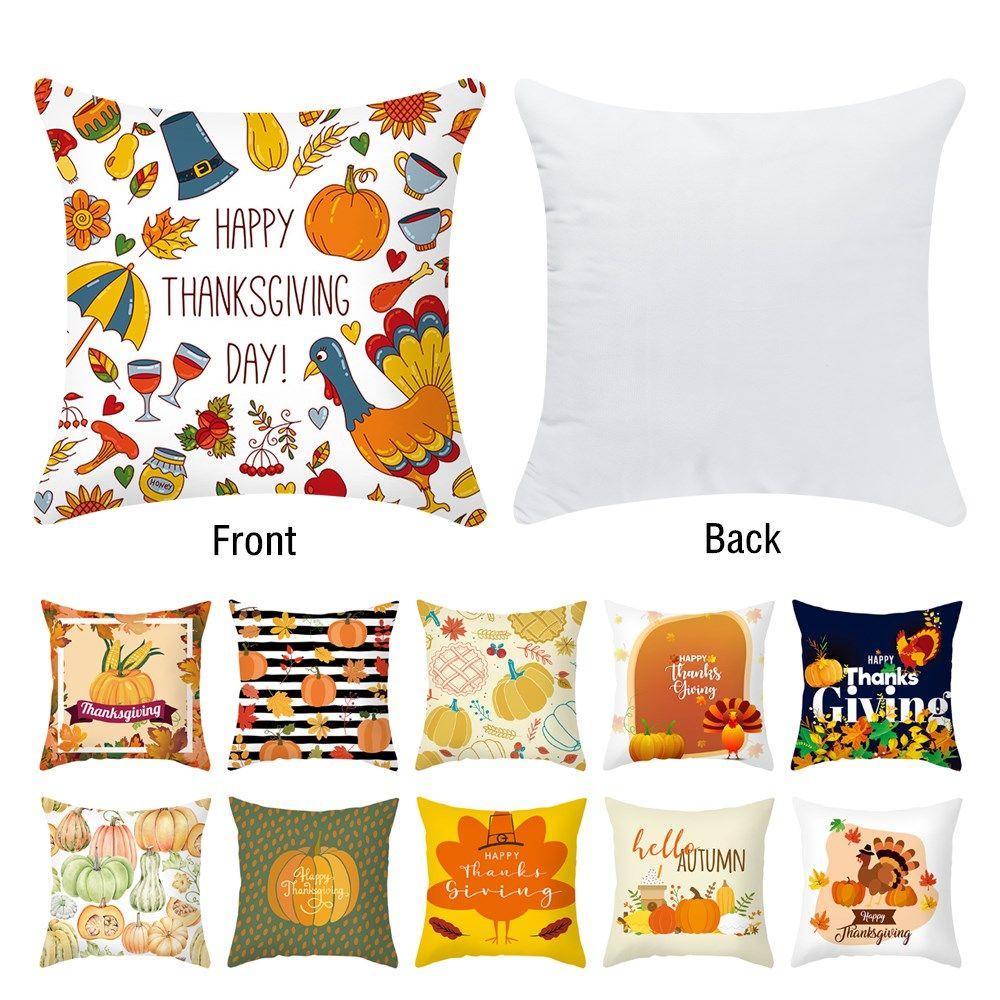 FOREVER 18x18 Inches Home Decor Pillow Covers Cute Cushion Cover Throw Pillow Case Fall Pumpkin Turkey Square Sofa Couch Decorations Decorative Supplies Autumn/Harvest/Thanksgiving