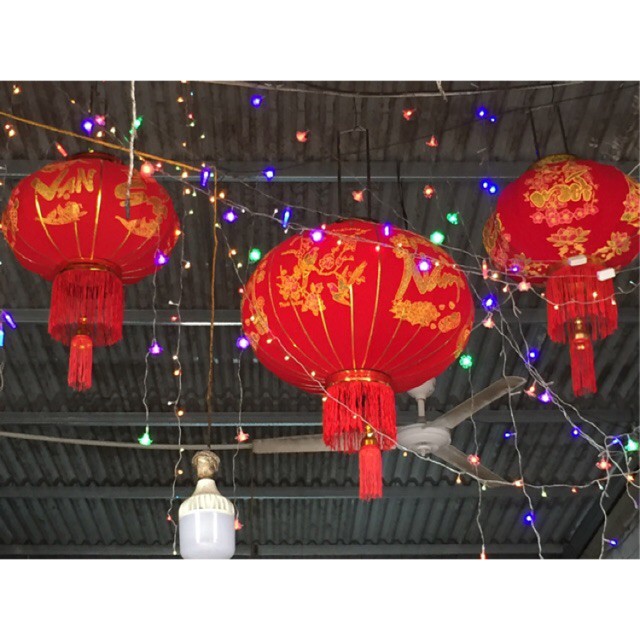 Combo 10 đèn lồng #60( ĐK 50cm) vải nhung cao cấp trang trí tết