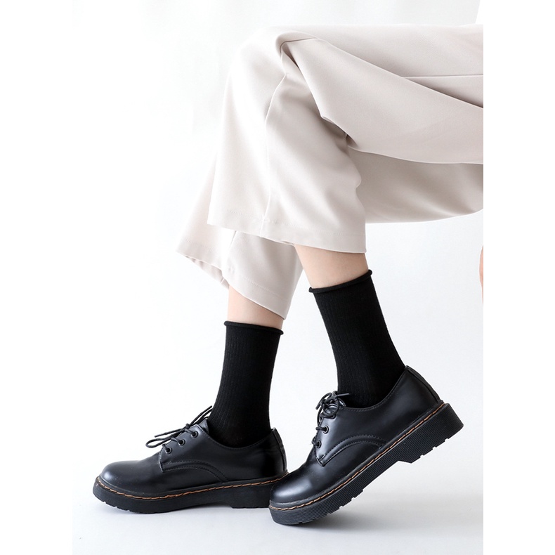 Tất cổ cao, vớ cổ cao nữ màu đen vải cotton co giãn thời trang Hàn Quốc TC129 - VHT SHOP