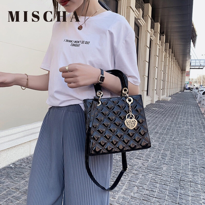 MISCHA Túi Xách Da Đeo Vai Hình Vuông Nhỏ Thêu Họa Tiết Kim Cương Thời Trang