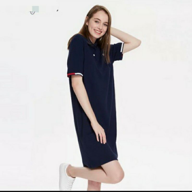 Đầm thun có cổ -dáng polo