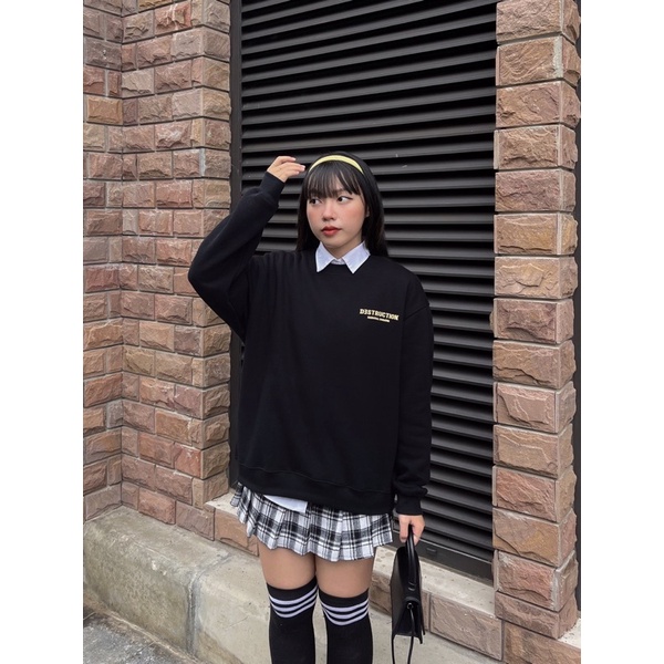 Áo sweater, khoác nỉ dài tay local brand Destruction nhiều màu in chữ form rộng unisex , ấm áp