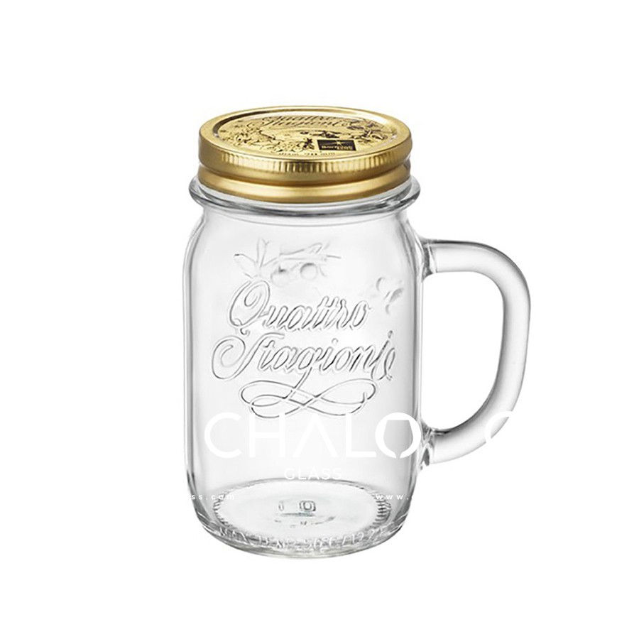 [Chính hãng] Cốc thủy tinh có quai kèm nắp kim loại Italia Quattro Stagioni 415ml | BigBuy360 - bigbuy360.vn