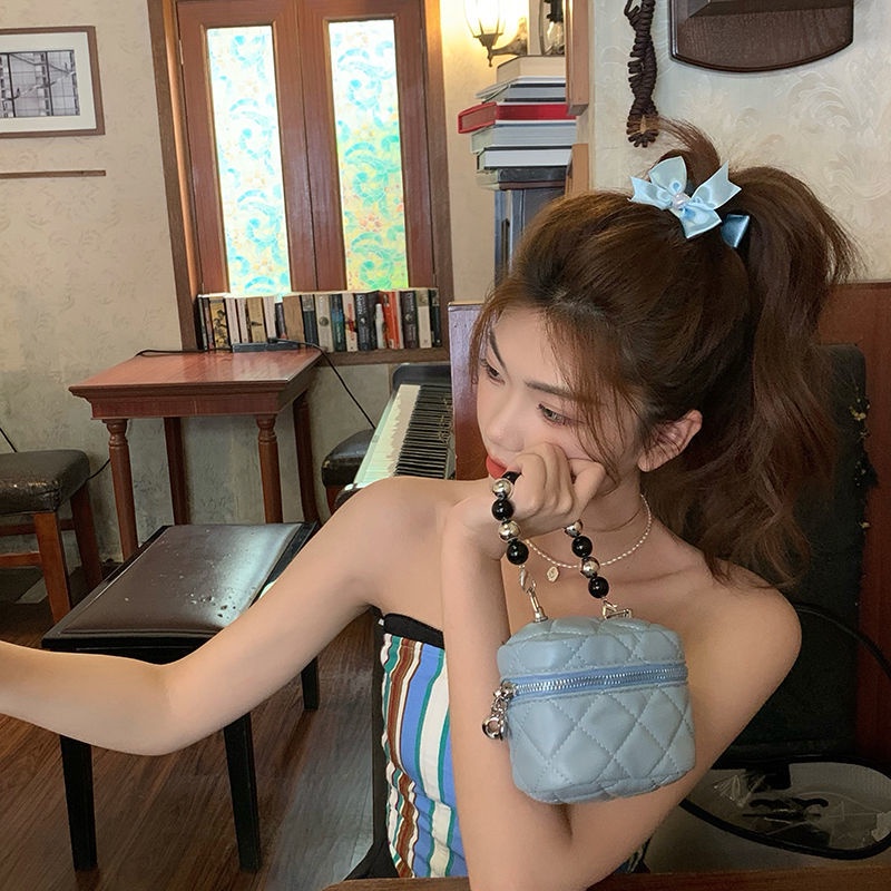 Kẹp Tóc Nơ Hình Trái Tim Màu Trắng Xanh Dương Xinh Xắn Cho Bé Gái