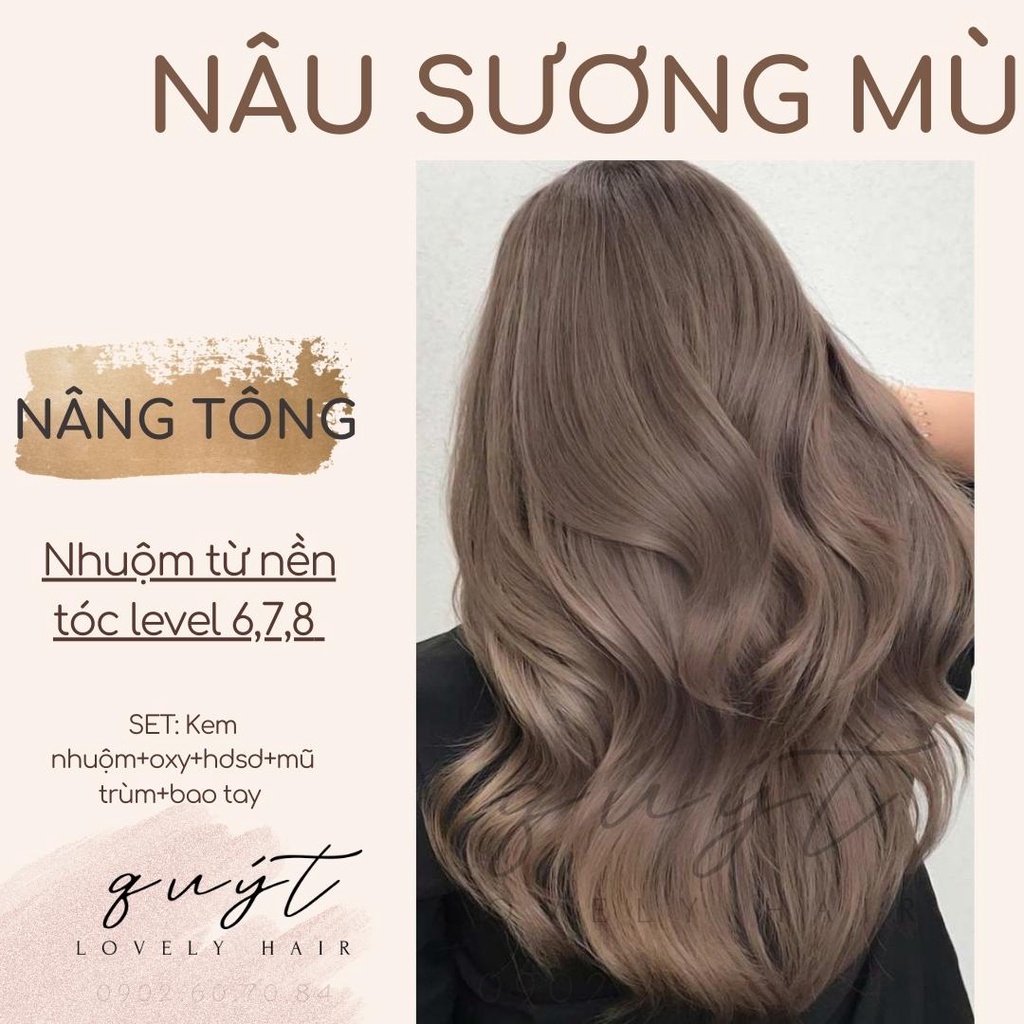 Kem Nhuộm Tóc Tại Nhà Thảo Dược Nâu Sương Mù- Nhuộm Từ Nền 6-7-8- Tặng Oxy