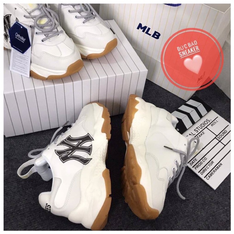 Giày mlb Ny đế nâu 11 ❤️FREE SHIP❤️  Giày da thật ,để phân tầng ,chữ in cao cấp ,  thể thao nam nữ sneaker