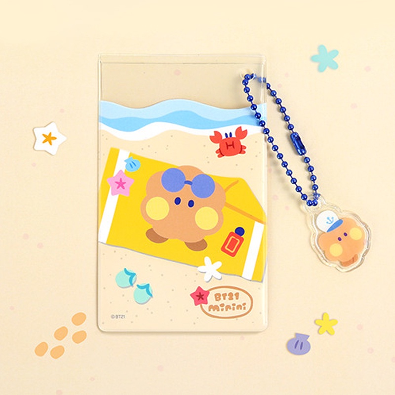 Bao thẻ trong suốt họa tiết BTS BT21 phong cách mùa hè bầu trời đáng yêu