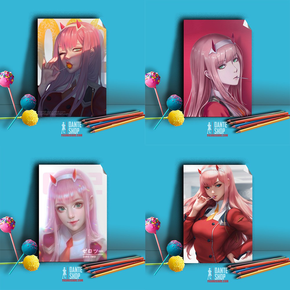 Poster A5 Darling in the FranXX Chất Liệu Decan Phủ Bóng Chống Thấm Nước