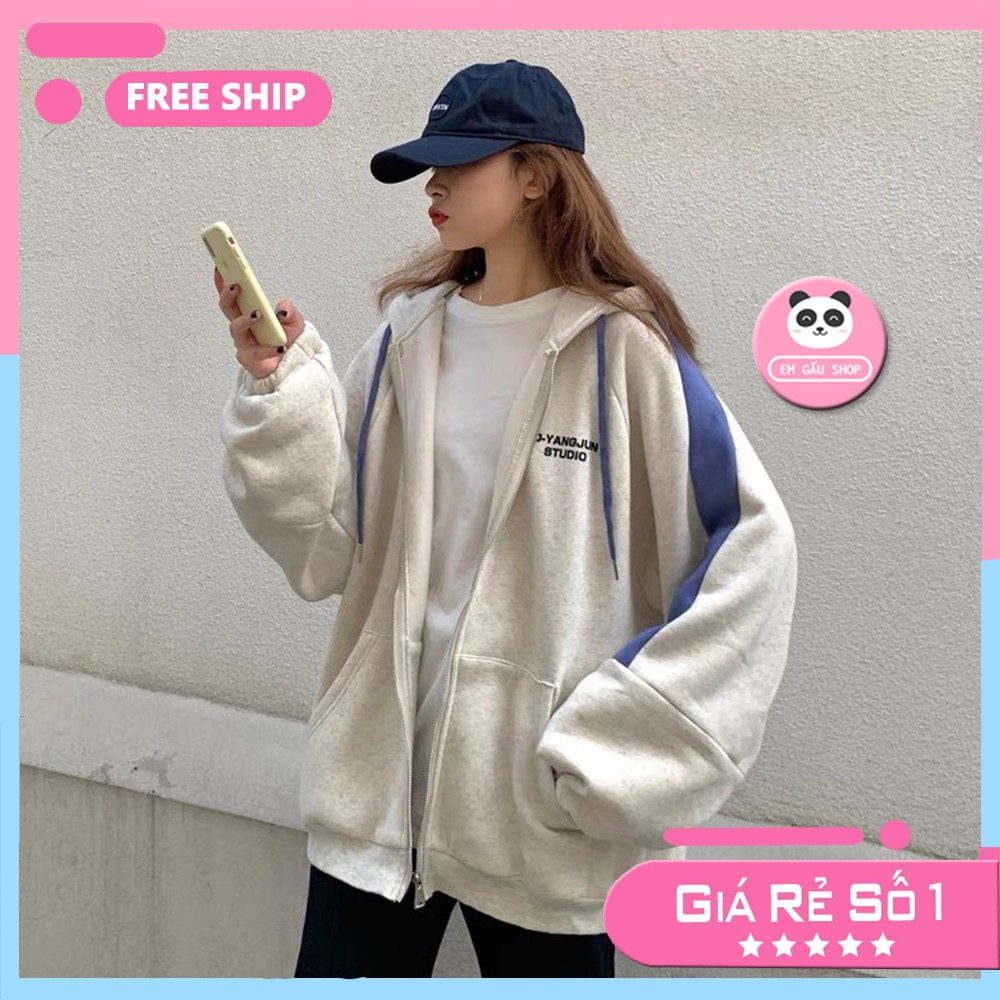 Áo khoác nỉ tay dài ULZZANG from đẹp HOT TREND 2021, Áo khoác unisex form rộng dày dặn