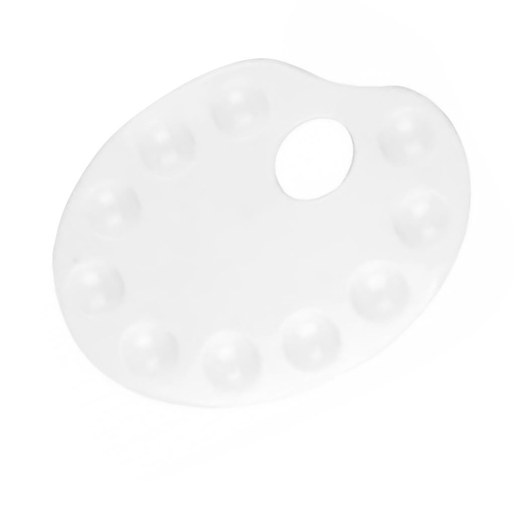 (runbu) Bảng Pha Màu Nước Hình Oval 10 Màu Sắc Đáy Mịn Cho Họa Sĩ / Trẻ Em