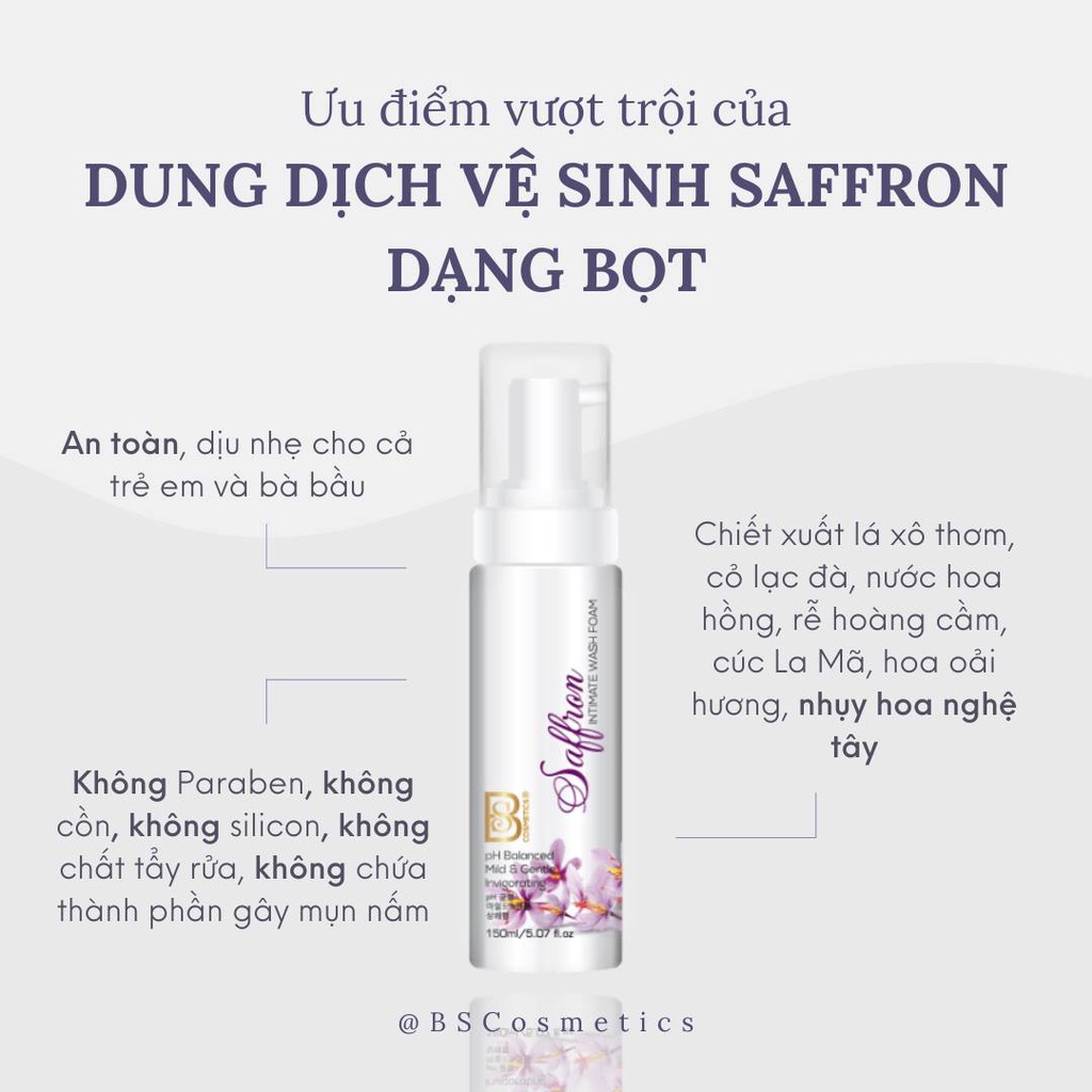 Dung dịch vệ sinh tinh chất nhụy hoa nghệ tây BS COSMETICS