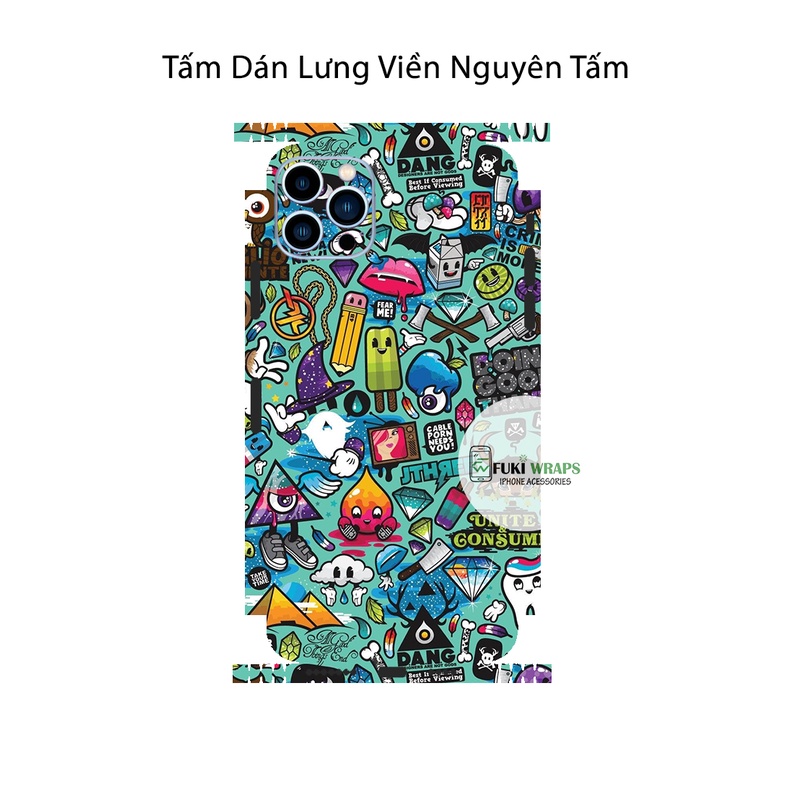 Tấm dán Skin Hoạt Hình FULL VIỀN Dành Cho 13prm , 12prm , 11prm , x, xsm , ip11 , ip12 , ip13 - FukiShop